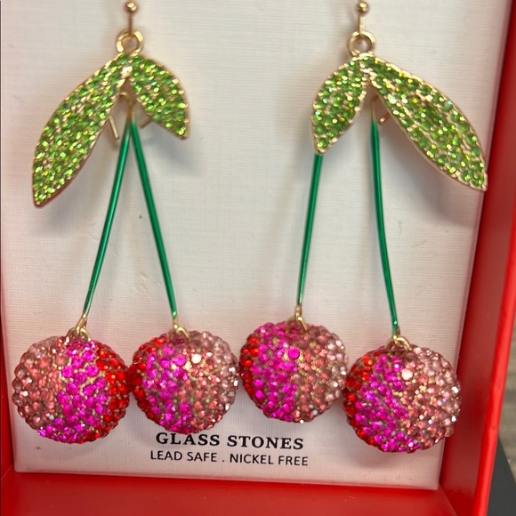 COPY - Piper K Rhinestone 🍒 Cherry Earrings ✨ - Picture 2 of 3